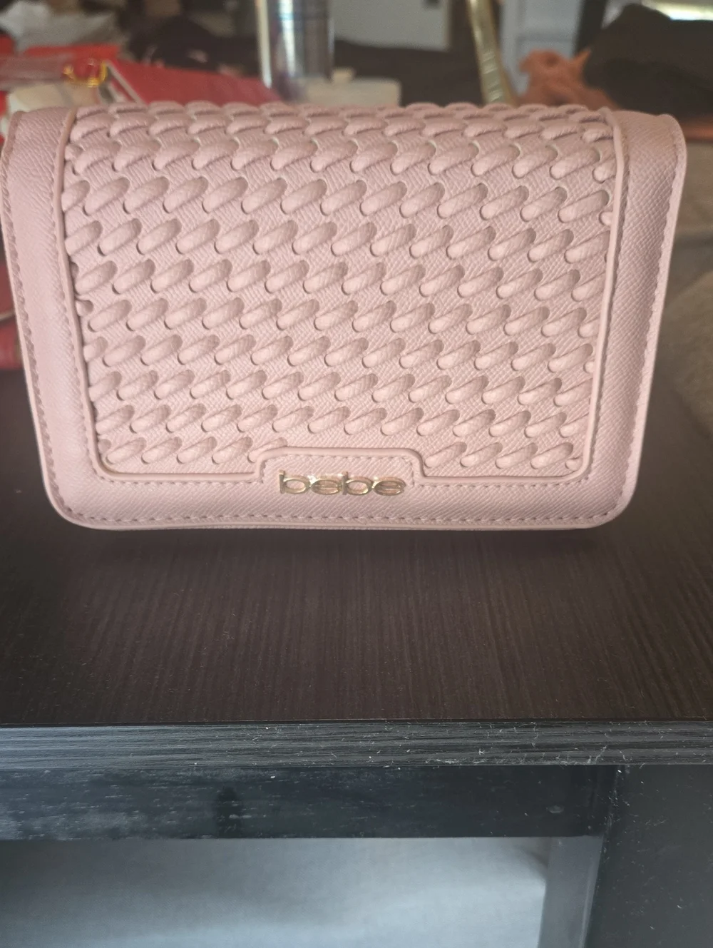 bebe Katriel Woven Mini Crossbody Rose